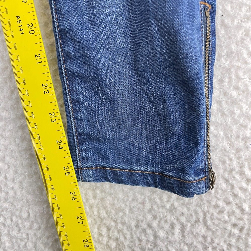 Boden Jeans Womens Size 8 Petite Blue Denim Knee Patchwork Slim Ankle Zip Casual - Picture 9 of 16
